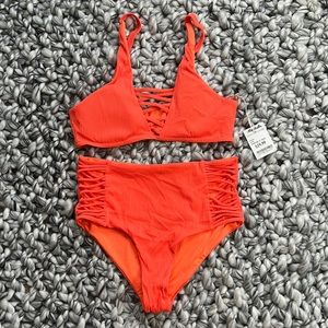 Orange High Waisted Bikini Set